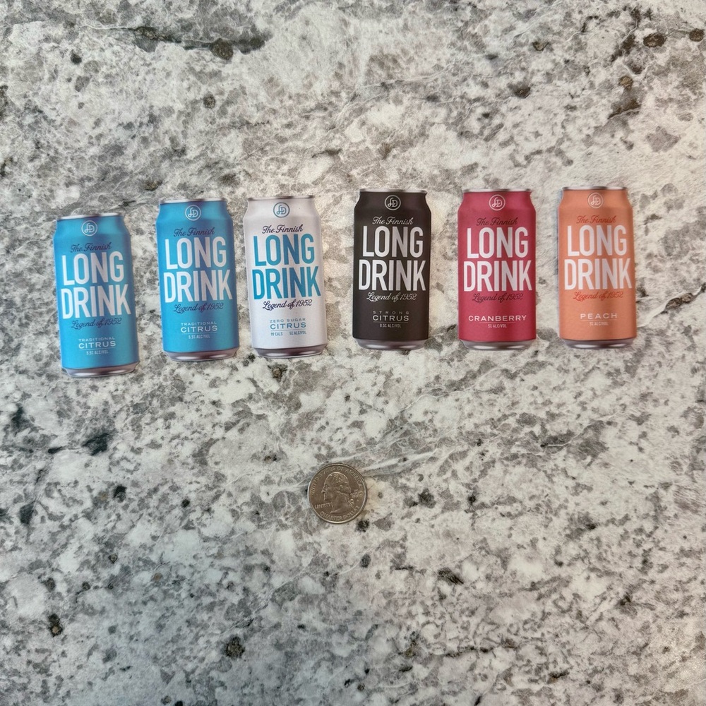 Variety Pack of Long Drink can shaped stickers
